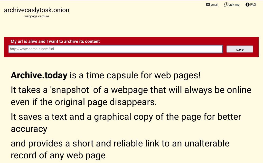 Archive Today — web-архив в даркнете