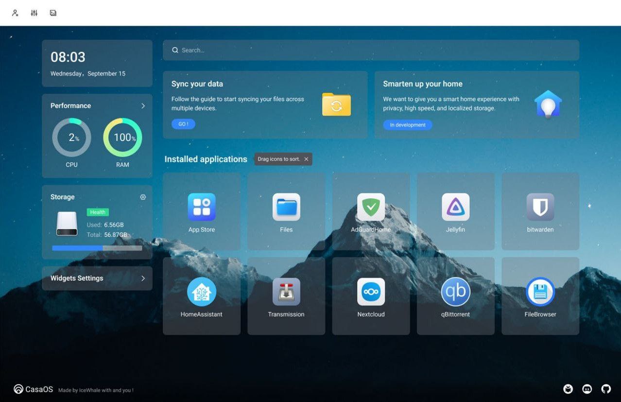 CasaOS — легковесная ОС для NAS