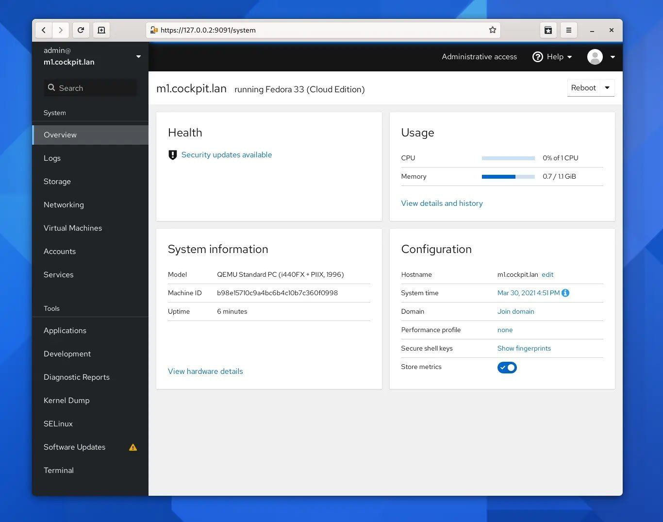 Cockpit — управляем сервером через браузер
