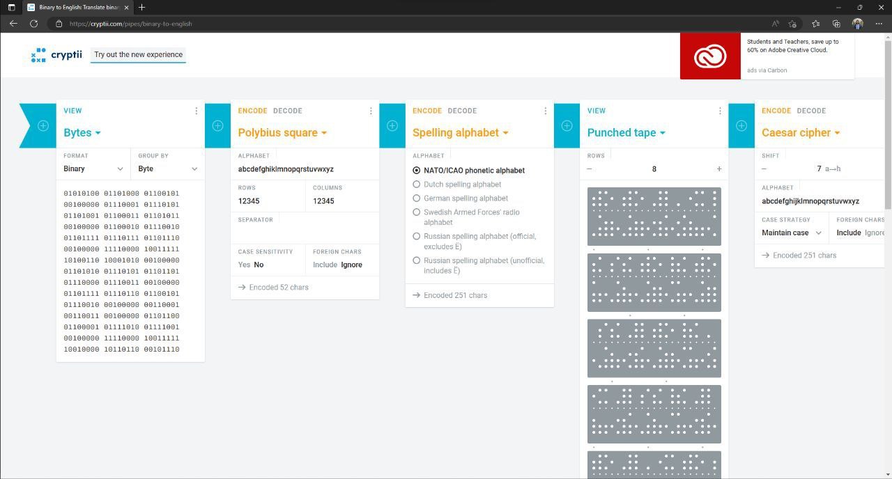 Cryptii — (де)шифруем наглядно