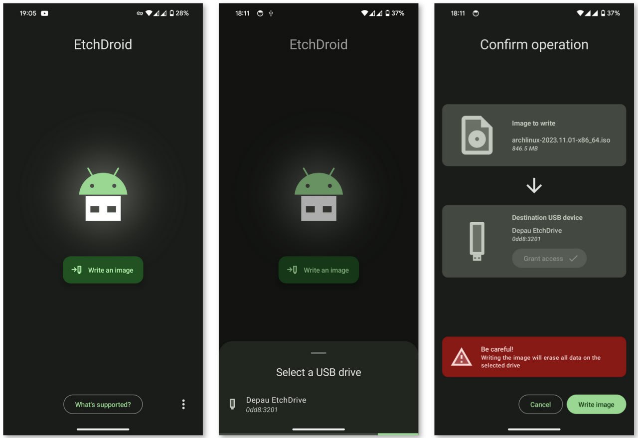 EtchDroid — запись Linux на флешку прямо с Android