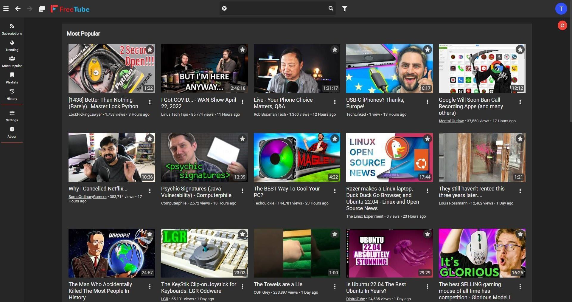 FreeTube — YouTube здорового свободного человека