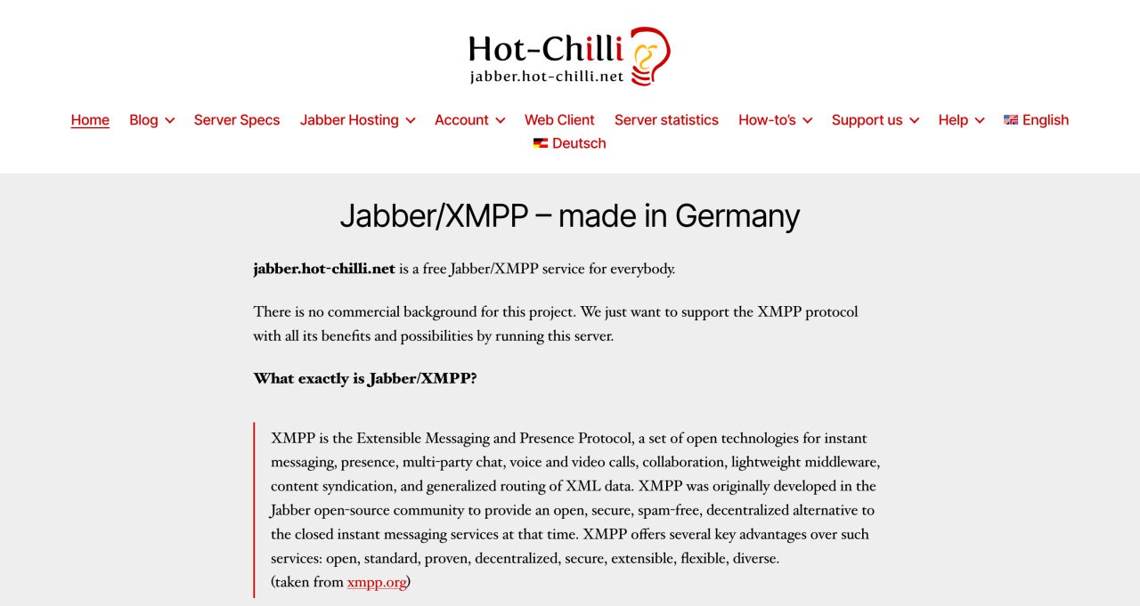Hot-Chilli — немецкий XMPP из эпохи функционального веба