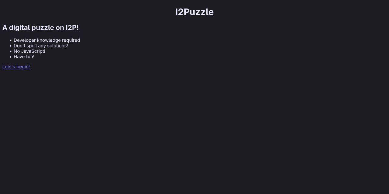 I2Puzzle — даркнет-CTF для самых маленьких
