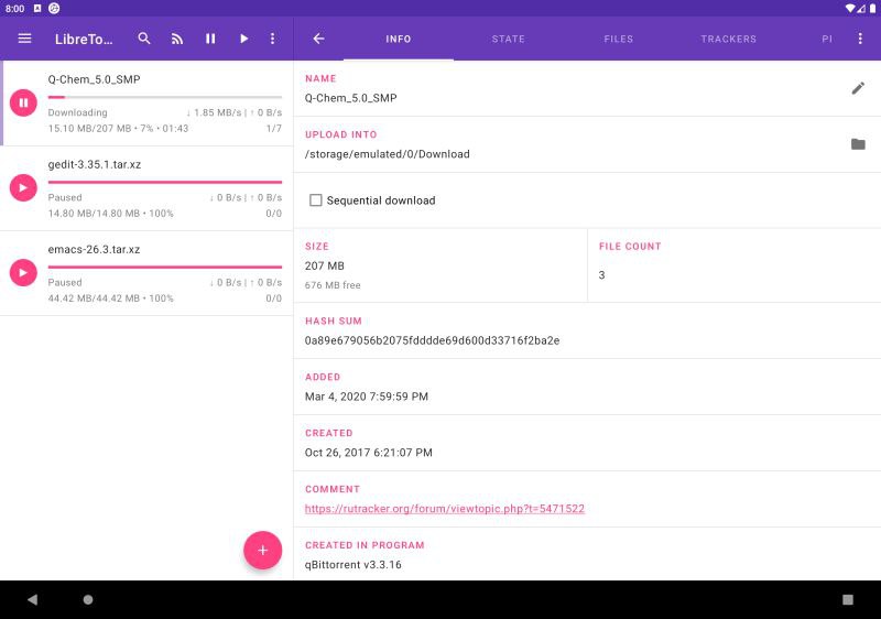 LibreTorrent — полнофункциональные торренты для Android