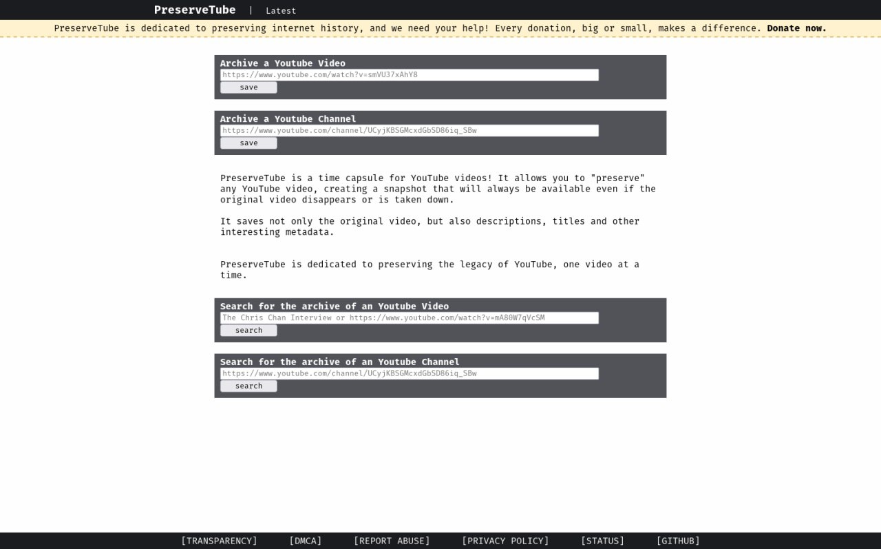 PreserveTube — архив для YouTube