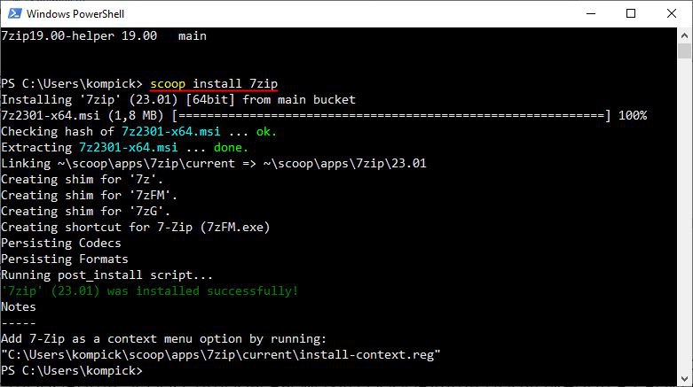 Scoop — apt для Windows
