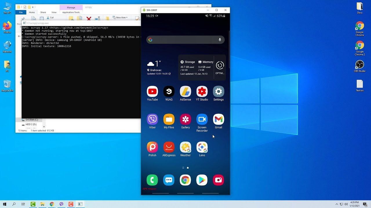 scrcpy — стримим экран Android на ПК