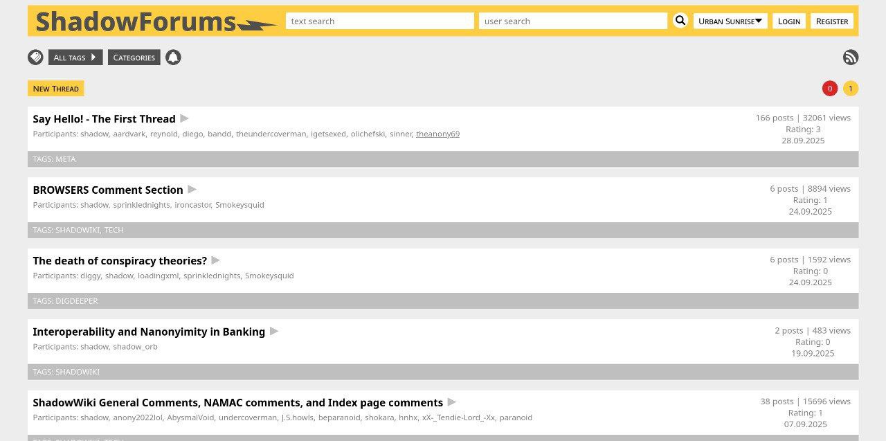Shadow Forums — форум конспирологов 80 лвл