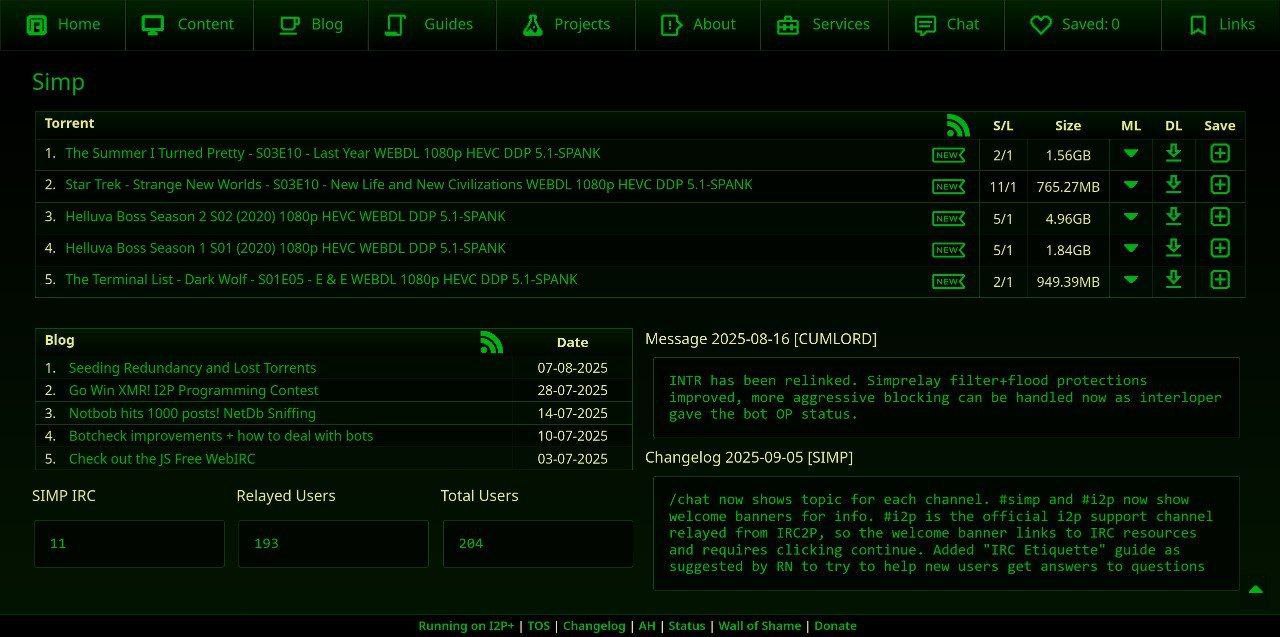 Simp — нативные сервисы в I2P