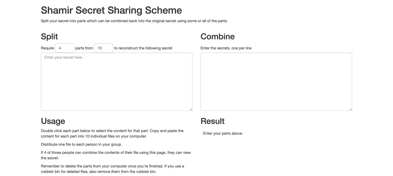 Схема Шамира — разделение