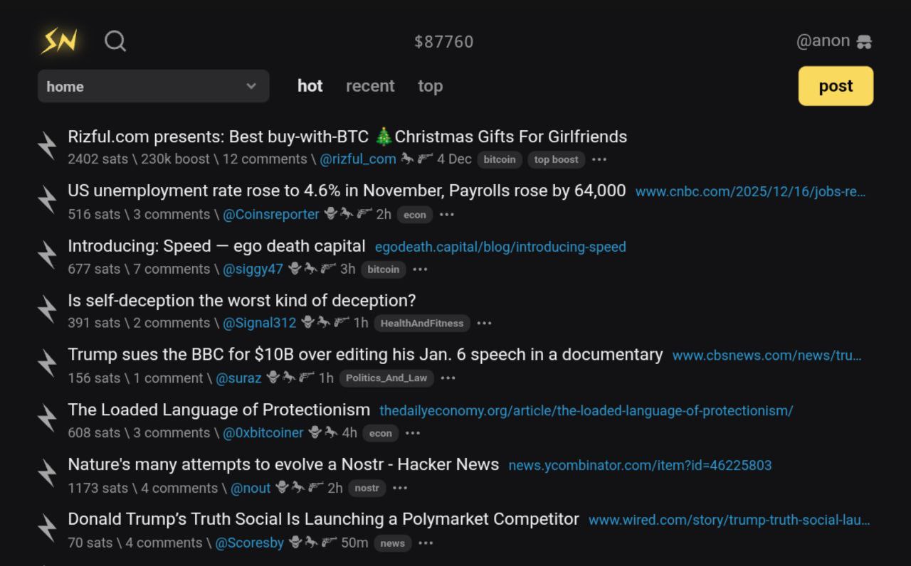 Stacker News — форум для хардкорных биткоинеров