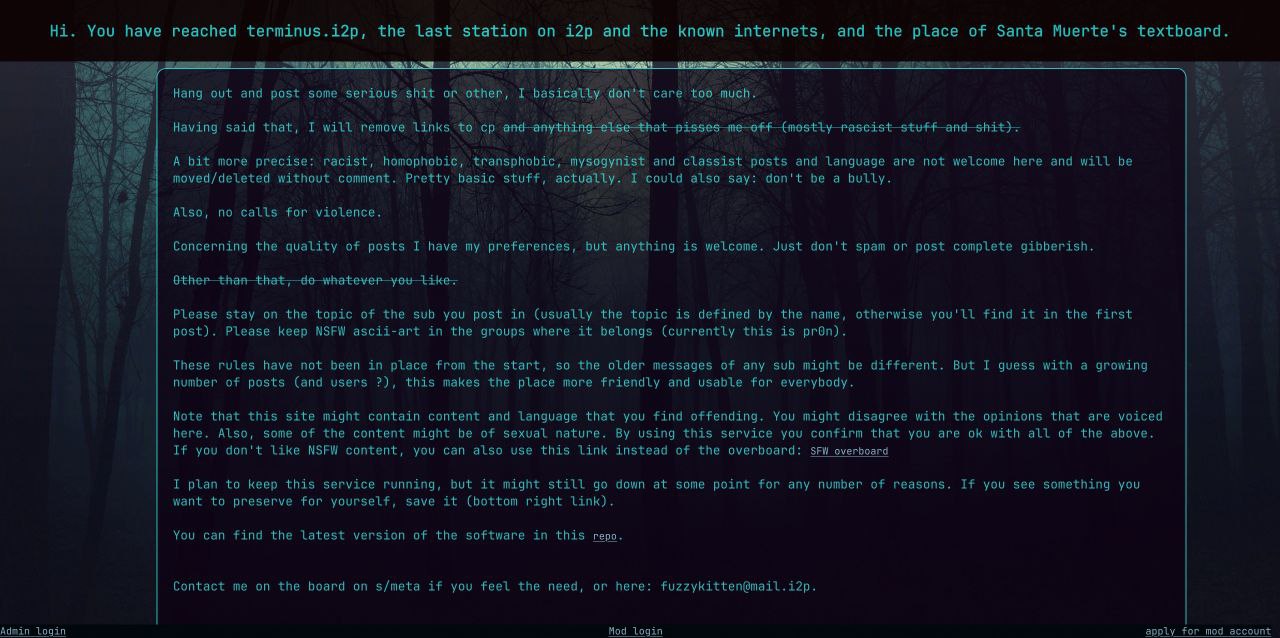 Terminus — молодая стильная борда в I2P